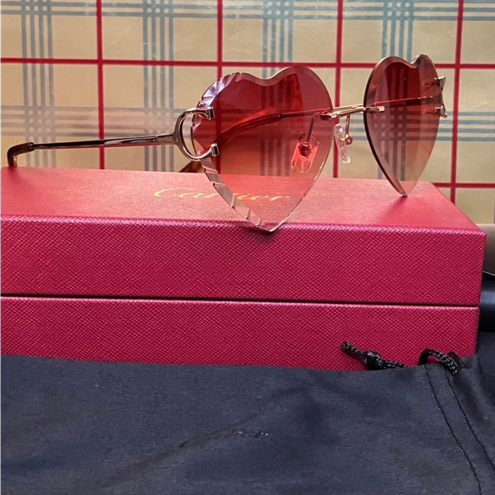 CARTIER BIG C HEART ❤️ SHAPED RIMLESS SUNGLASSES